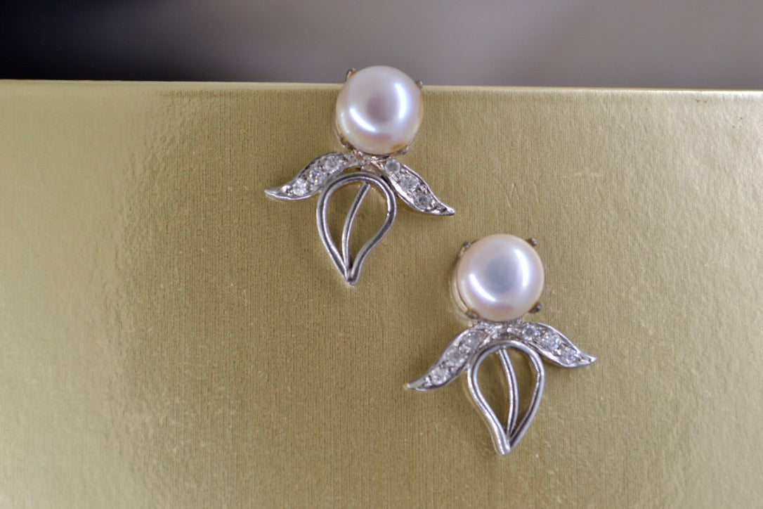 Pearl Moissanite/CZ Top Earrings