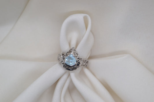 Aquamarine Filigree Ring