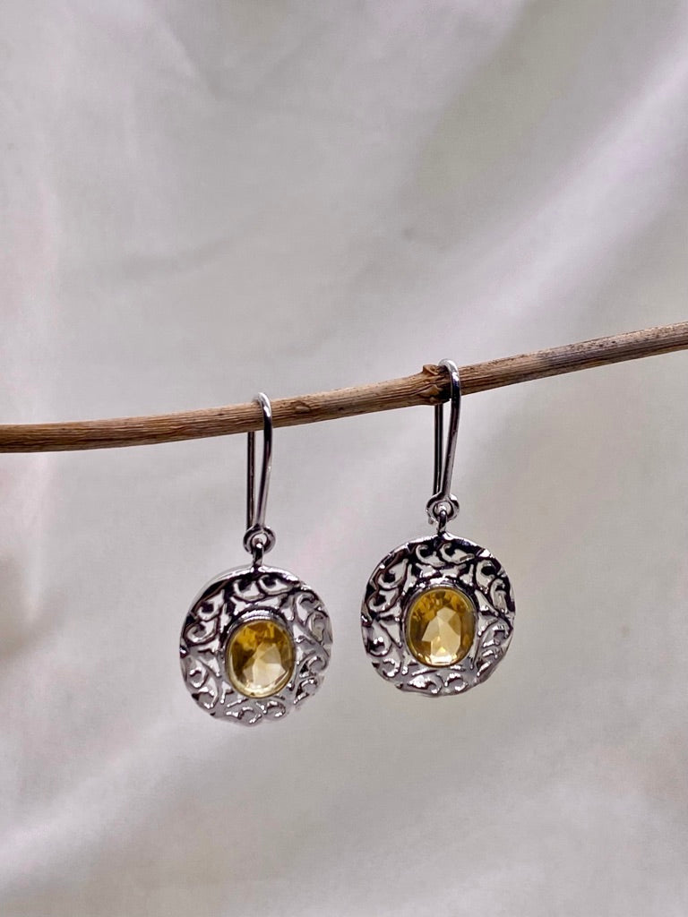 Citrine Filigree Drop Earrings