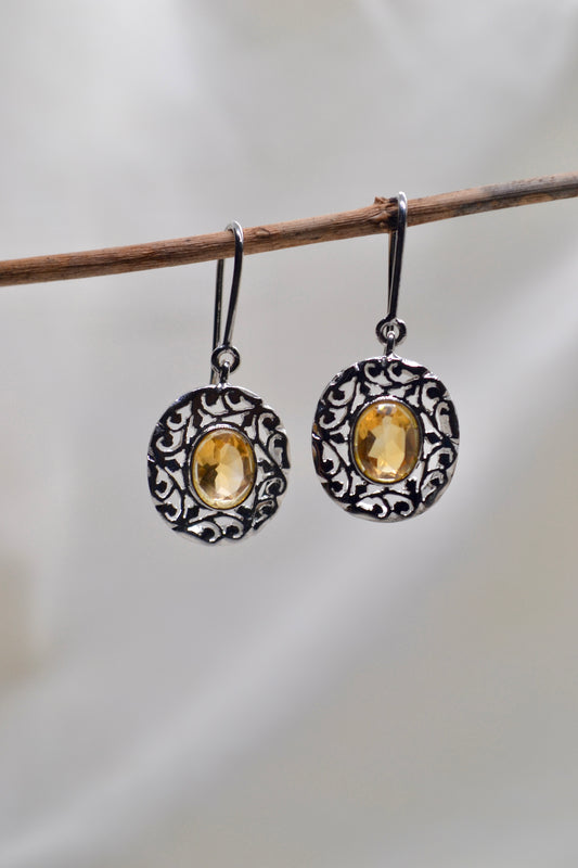 Citrine Filigree Drop Earrings