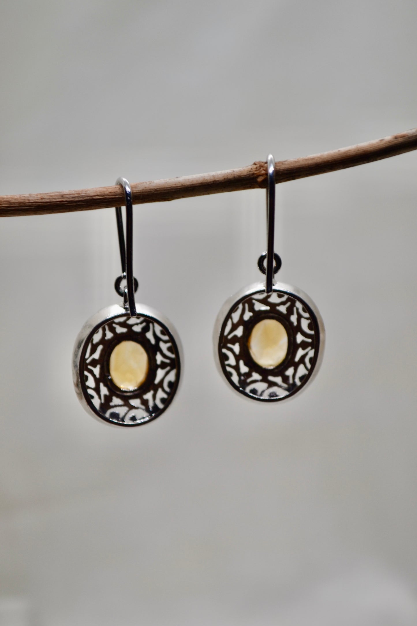 Citrine Filigree Drop Earrings