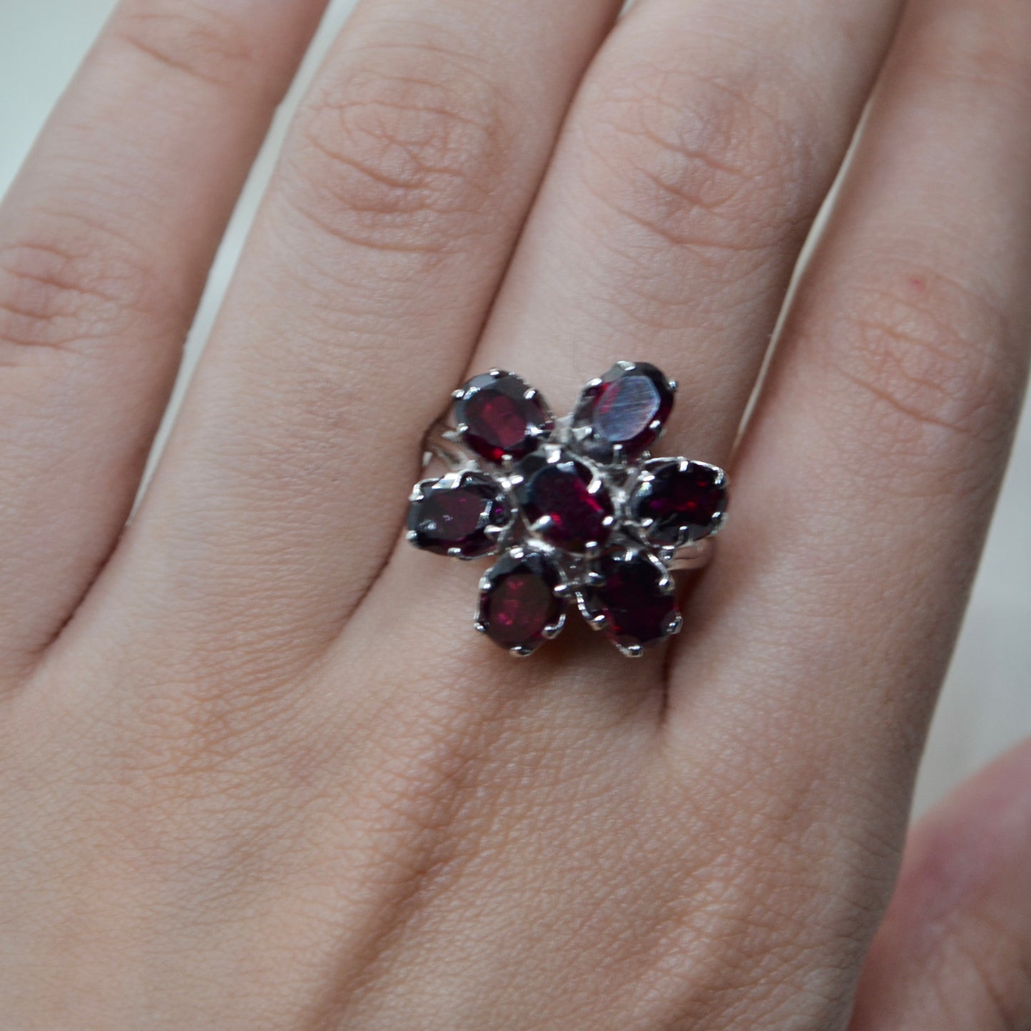 Garnet Princess Flower Ring