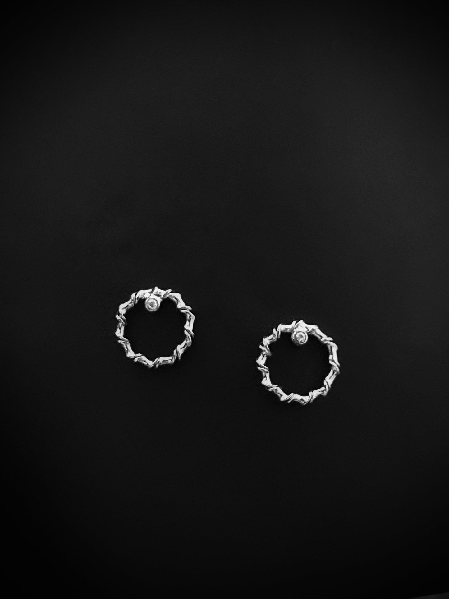 Round Silver Top Earrings with Moissanite/CZ