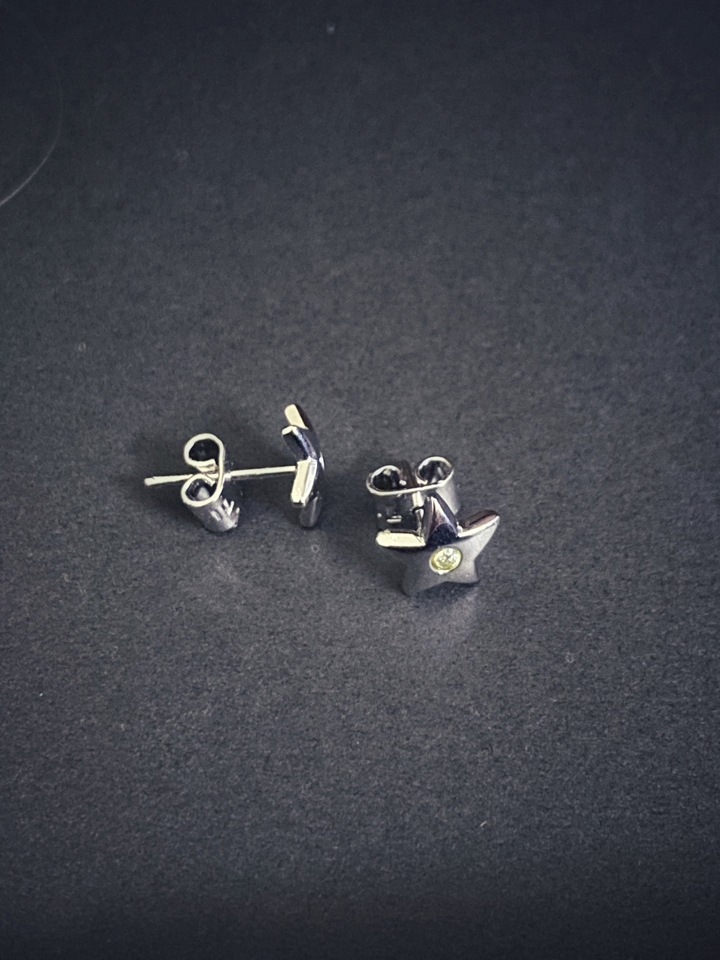 Star Silver Top Earrings With Moissaanites