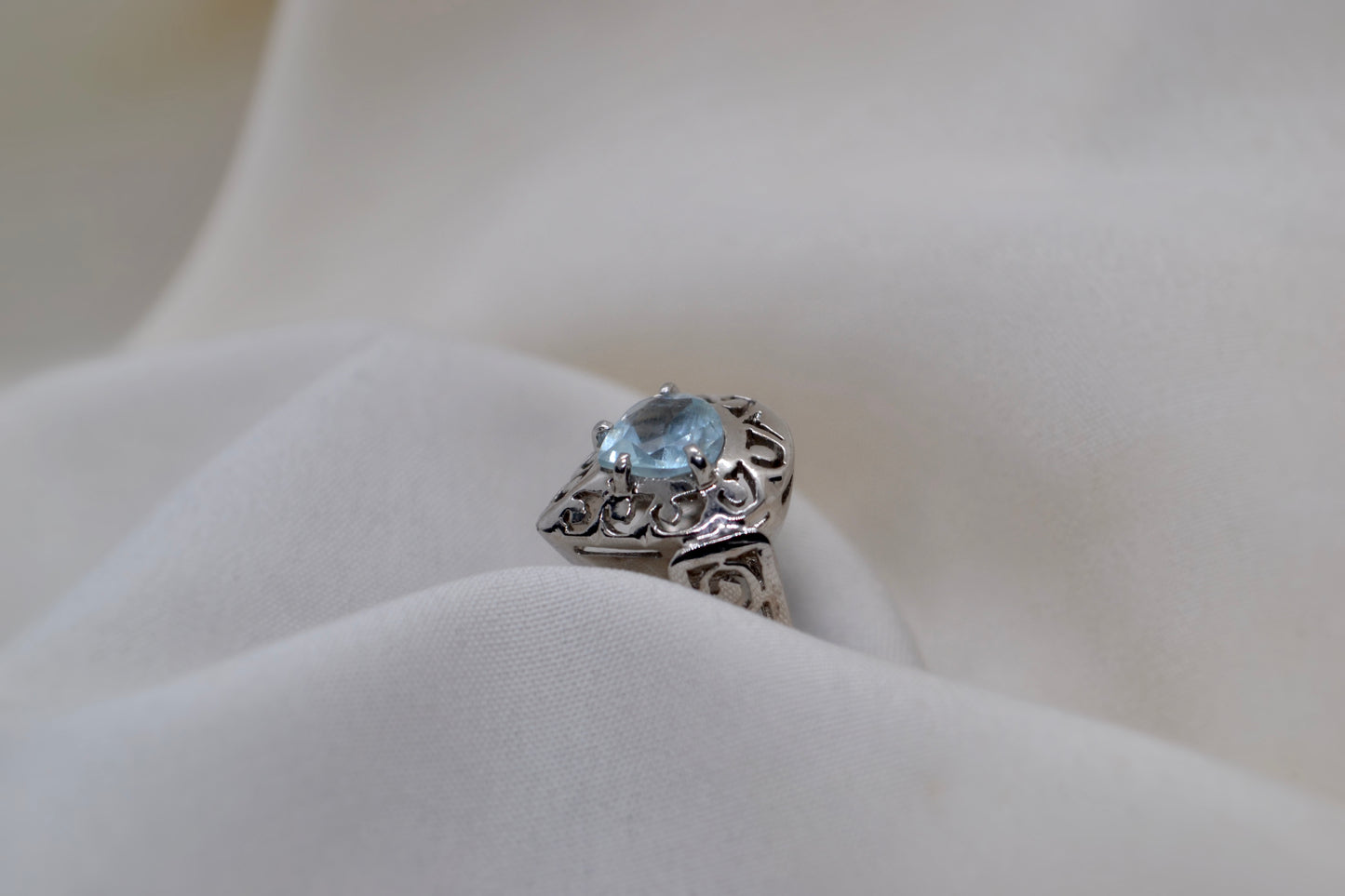 Aquamarine Filigree Ring