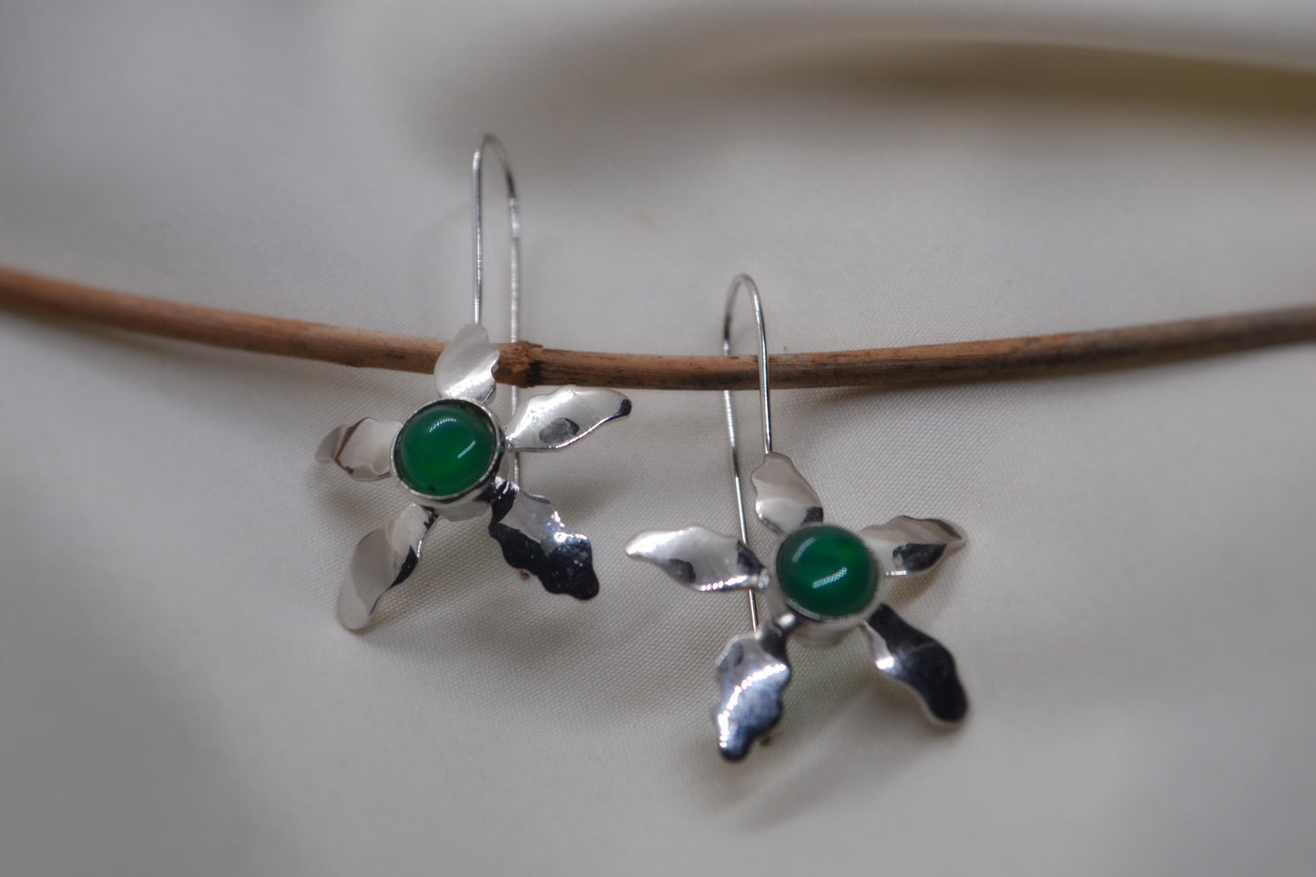 Jade Sunflower Drop Earrings