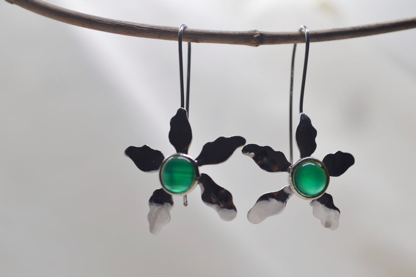 Jade Sunflower Drop Earrings