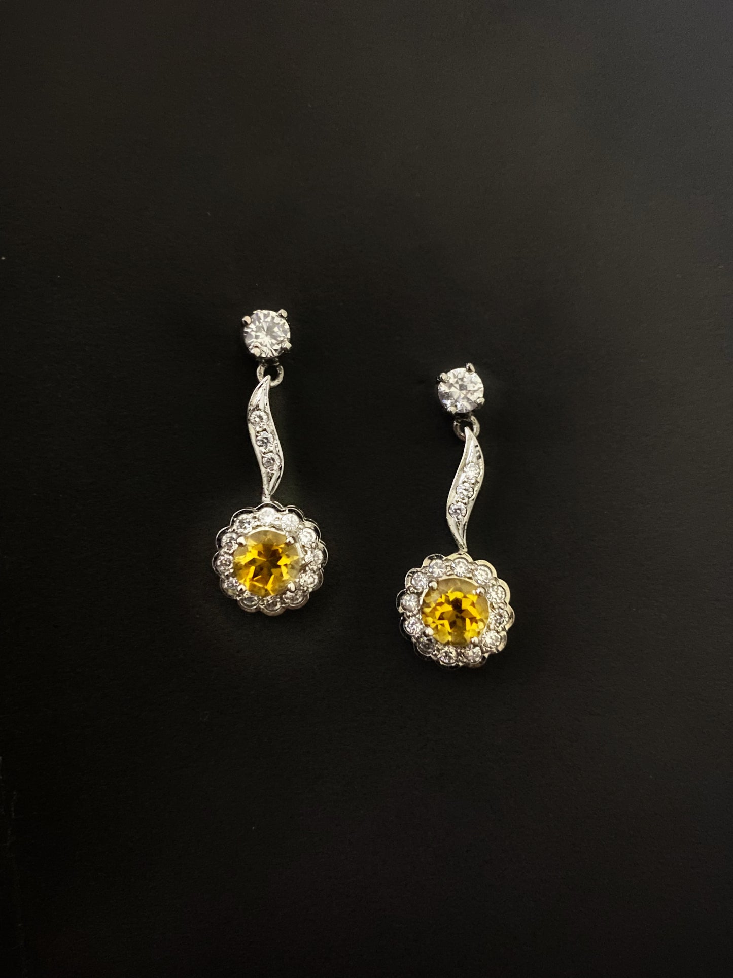 Citrine Cluster Drop Earrings