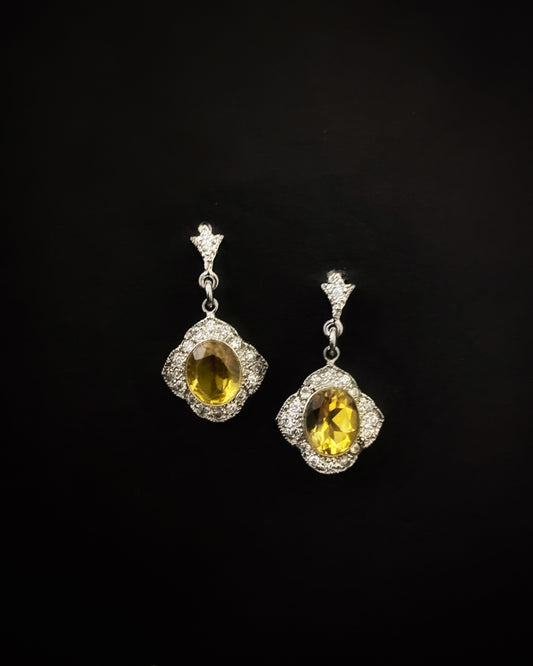 Citrine Maple Leaf Drop Earrings