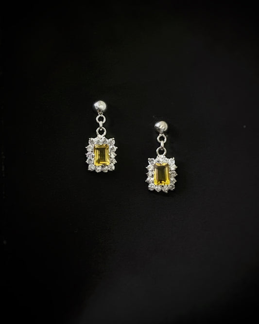 Citrine Rectangle Cluster Drop Earrings