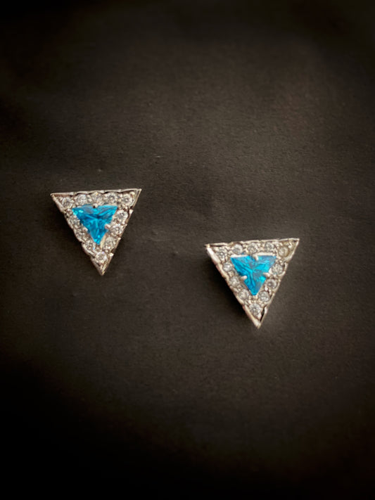 Blue Starlite Triangular Cut Cluster Top Earrings