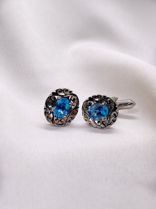 London Blue Topaz Filigree Cufflinks