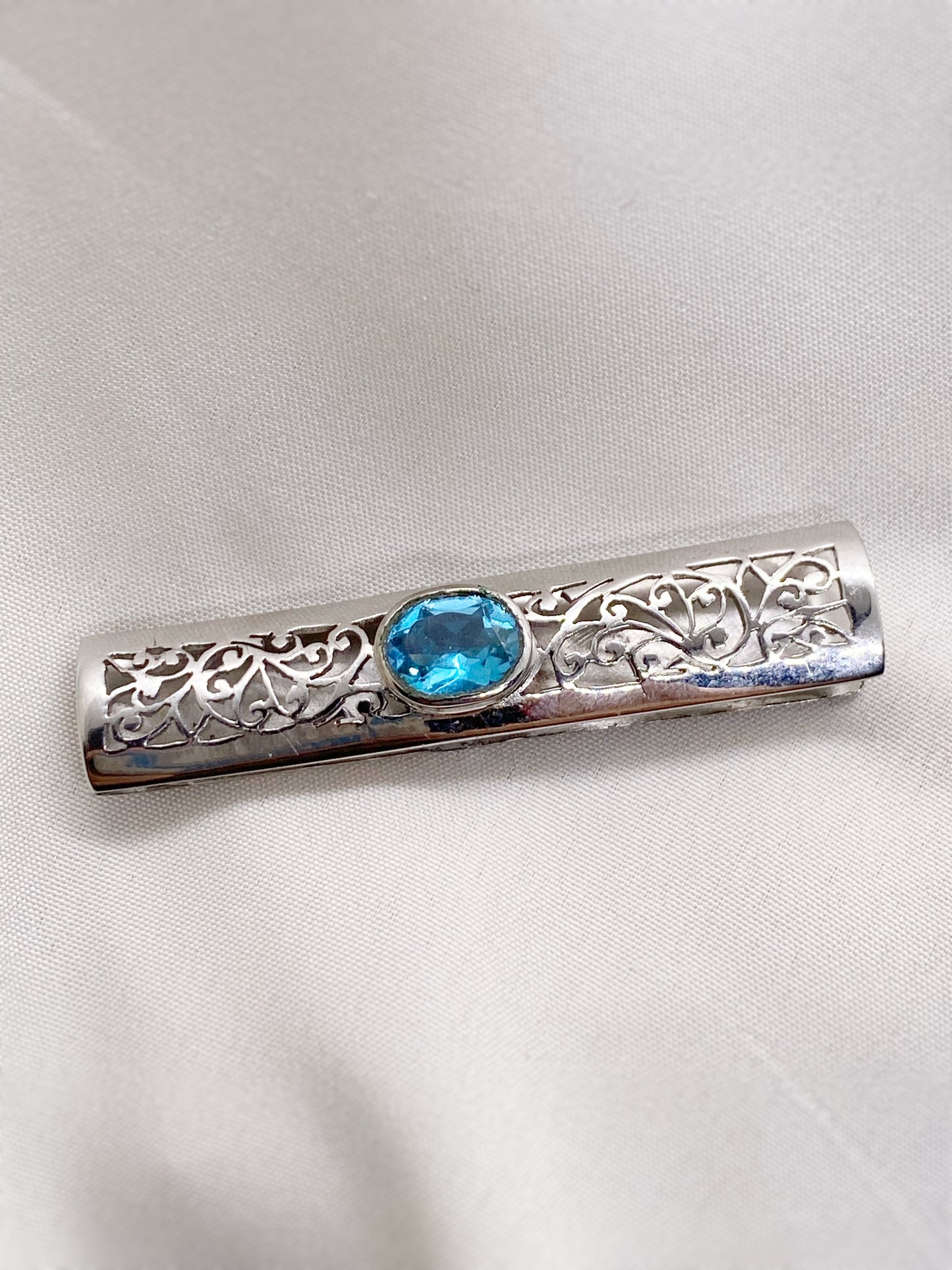 London Blue Topaz Filigree Tie Tack