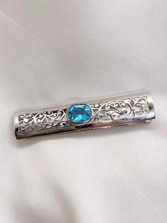 London Blue Topaz Filigree Tie Tack