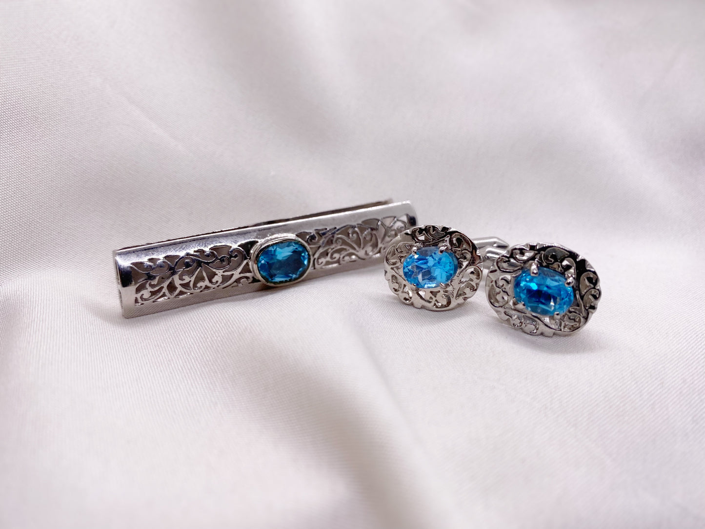 London Blue Topaz Filigree Cufflinks