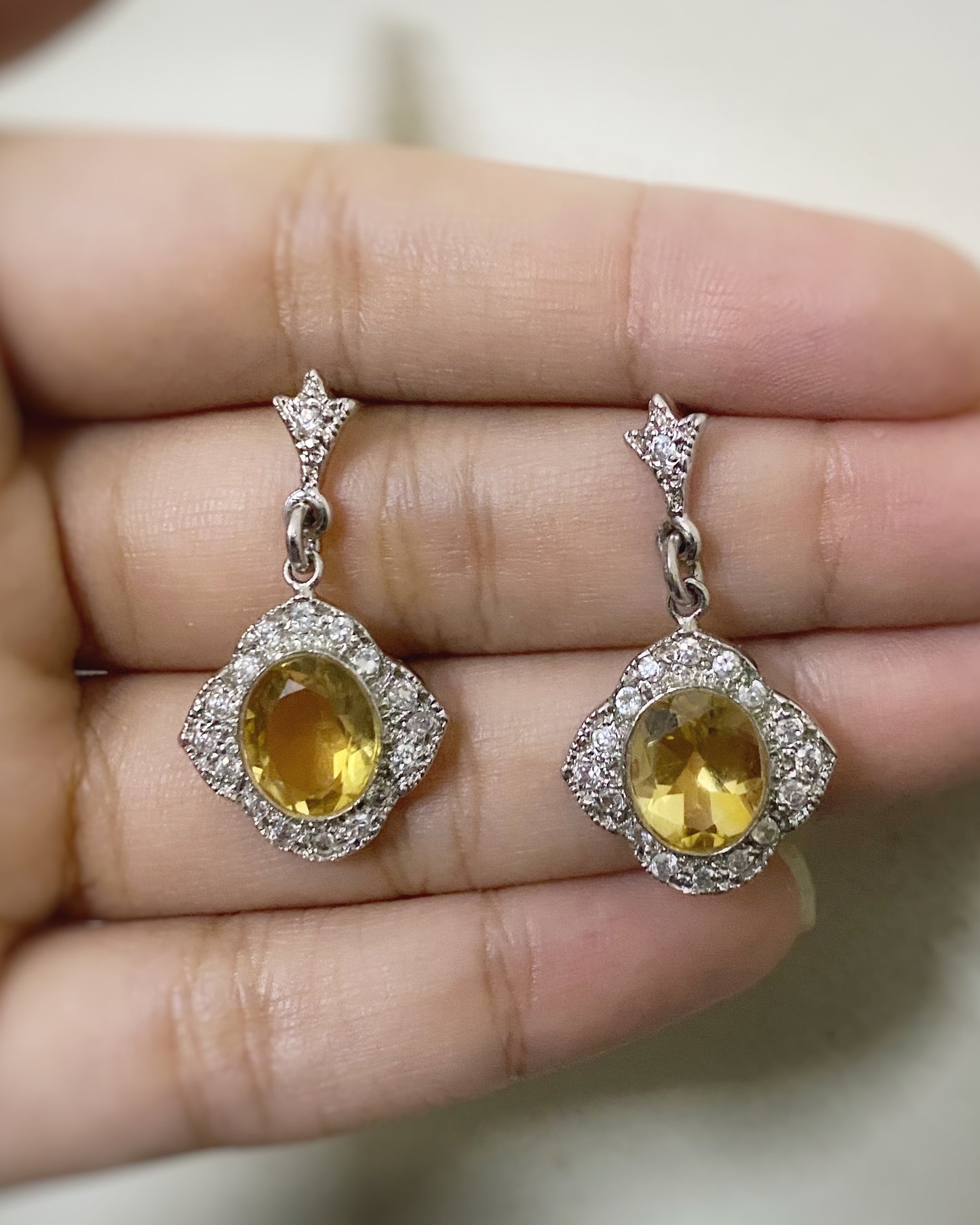 Citrine Maple Leaf Drop Earrings