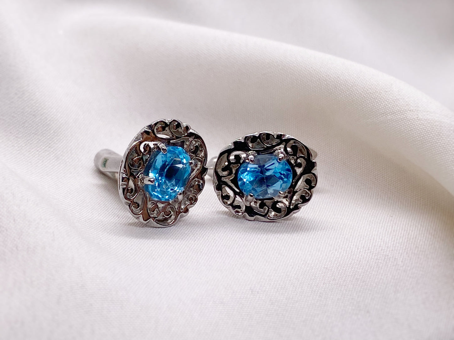 London Blue Topaz Filigree Cufflinks