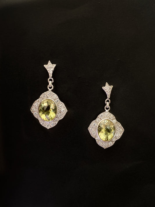 Lemon Topaz Maple Leaf Drop Earrings