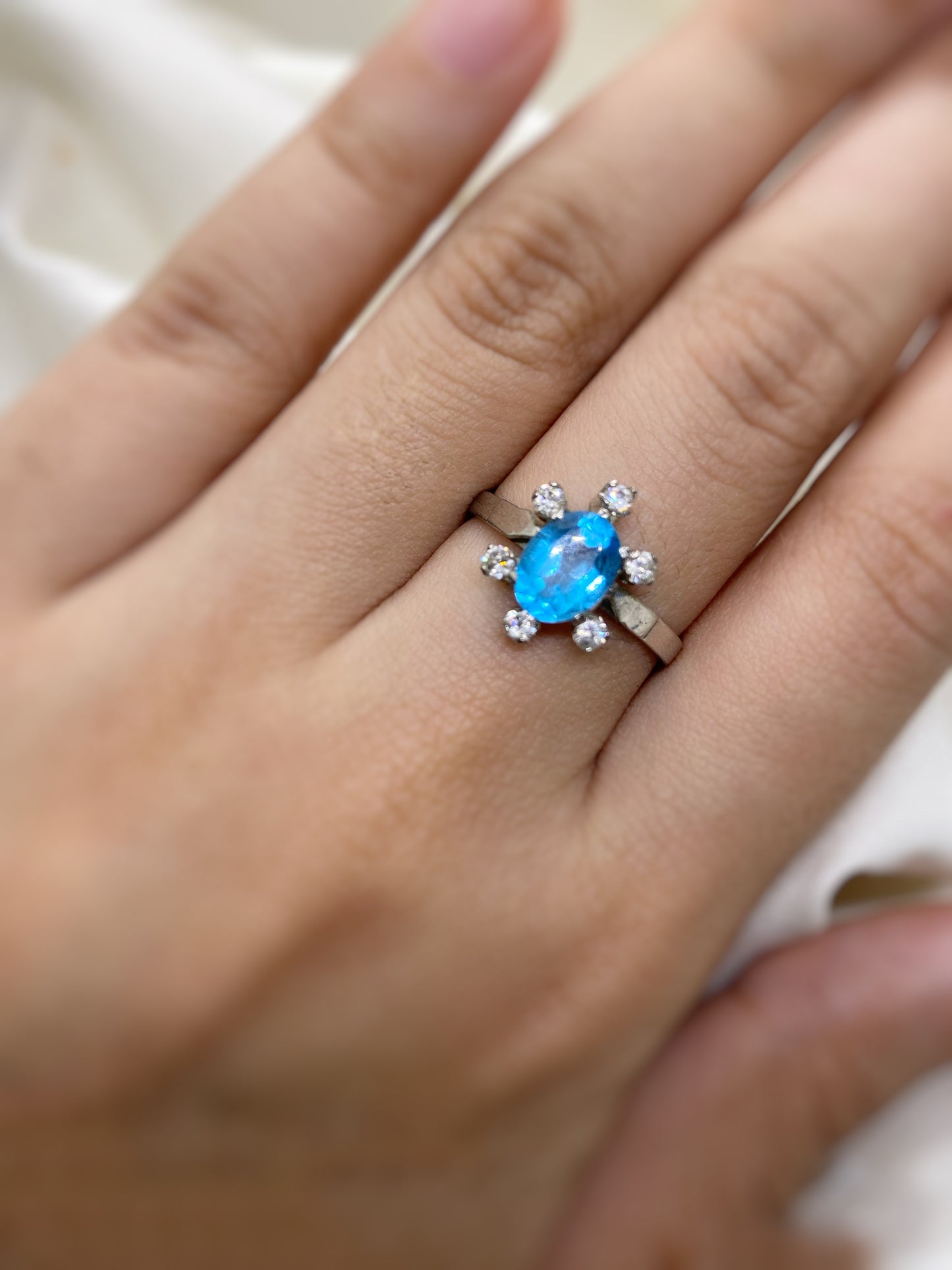 Blue Topaz Cluster Ring