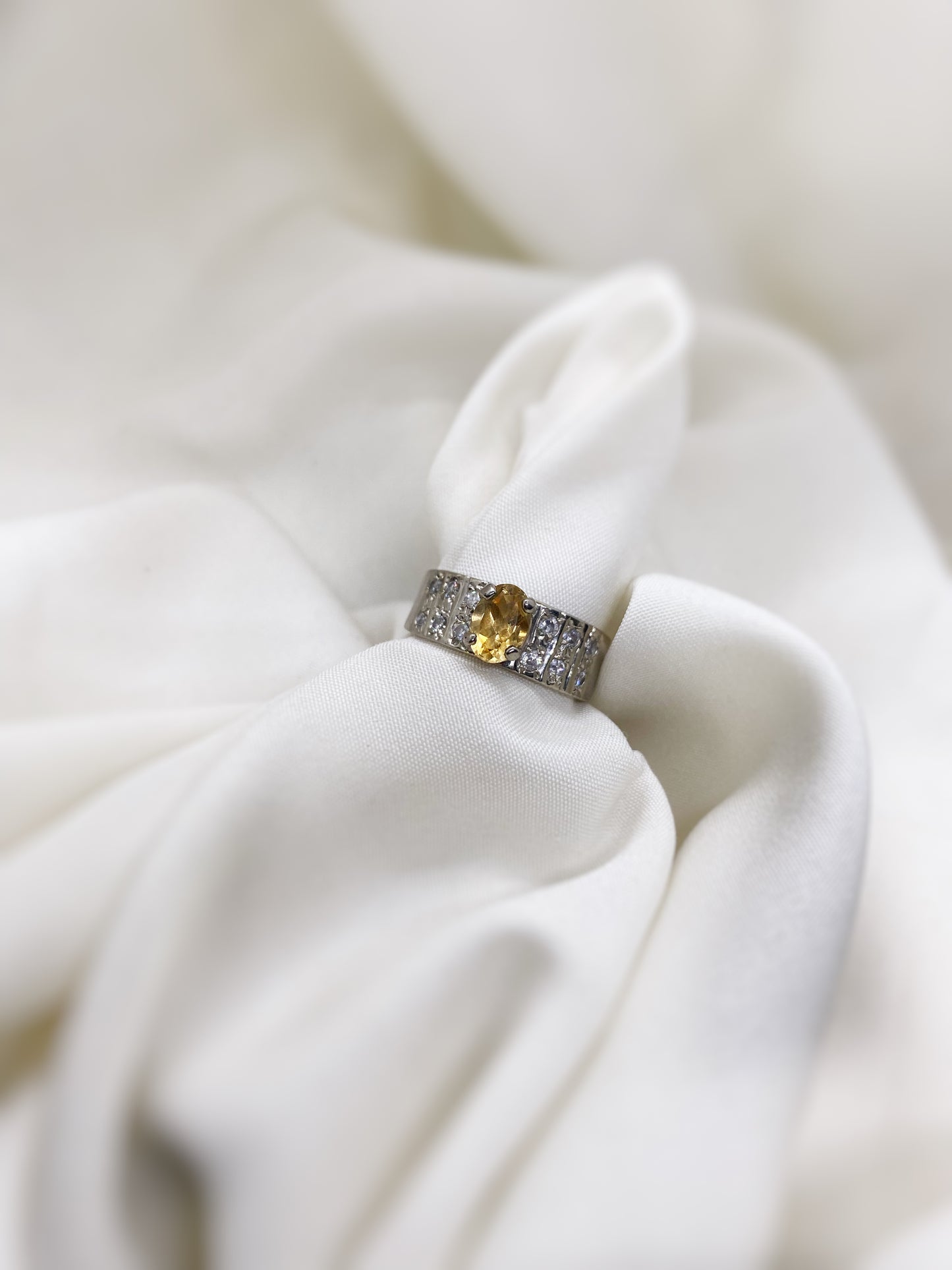 Citrine Moissanite/CZ Ring