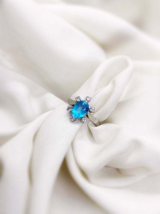 Blue Topaz Cluster Ring